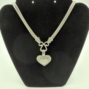 Lia Sophia 'Love Dust' Crystal Heart Pendant Necklace Silver Tone Double Strand‎
